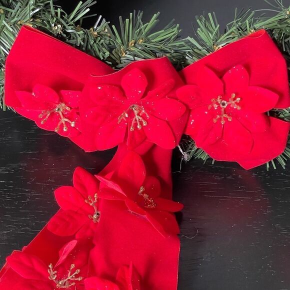 Mickey Mouse Shaped Holiday Door Wreath with/Red Glittering Bows and Ornaments - Picture 9 of 10